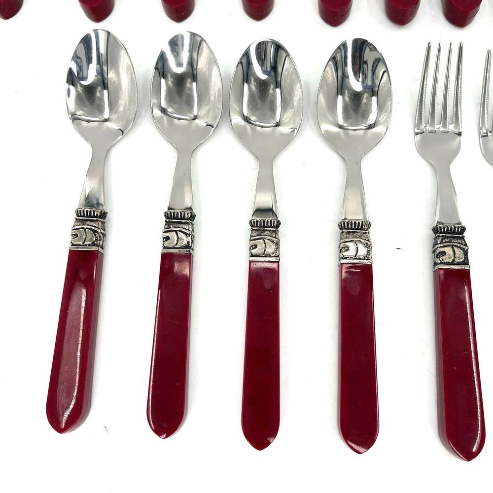 SABATIER CANNES Burgundy full set  Stainless Steel Flatware - Picture 3 of 8